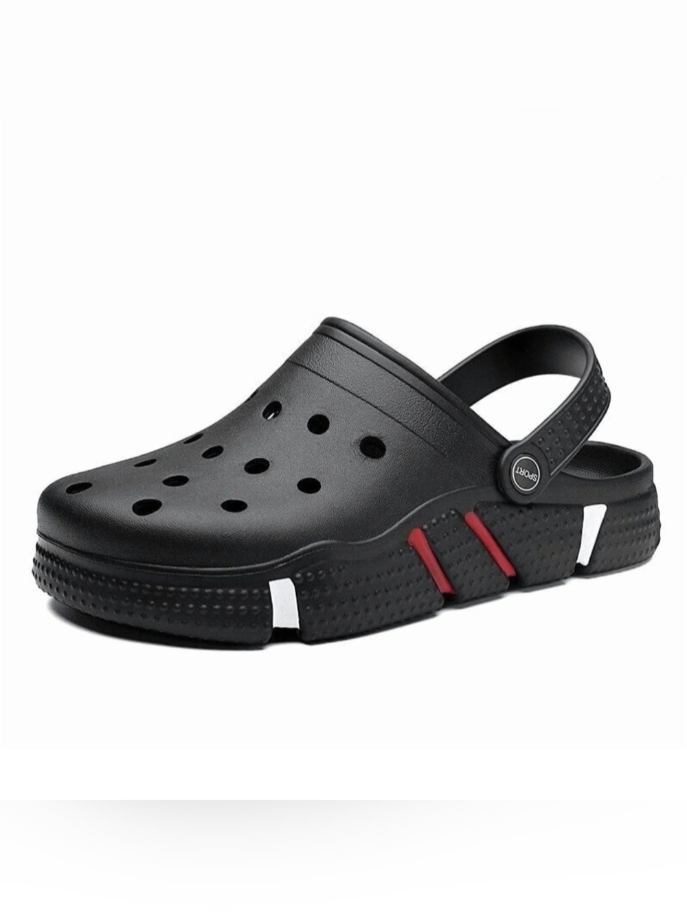 NEW Black Slip-On Clog with Red And White Accent